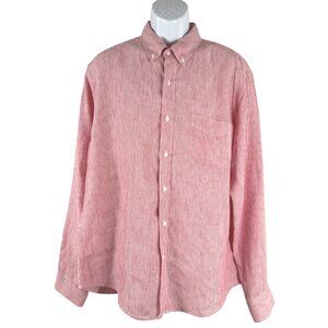 J. Crew Baird McNutt Irish Linen‎ Shirt XL Button Front Striped Classic TP-3465